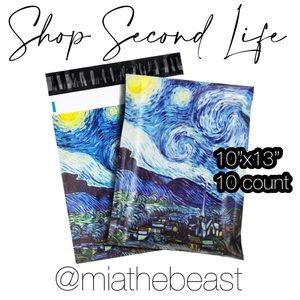 3/$20📦 10 BLUE Van Gogh style Polymailers - 10 x 13” + 10 FREE stickers